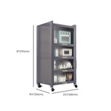 Steel Dining Hutch Storage China Cabinet Pantry Grey Image - 82