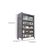 Steel Dining Hutch Storage China Cabinet Pantry Grey Image - 87