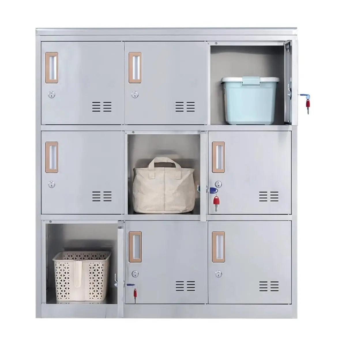 Steel Silver Multi-Compartment Office Cabinet with Locks Image - 1