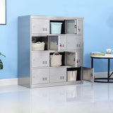 Steel Silver Multi-Compartment Office Cabinet with Locks Image - 10