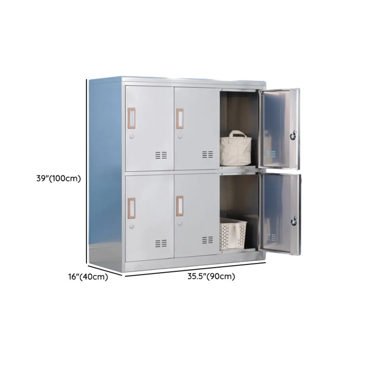 Steel Silver Multi-Compartment Office Cabinet with Locks Image - 15