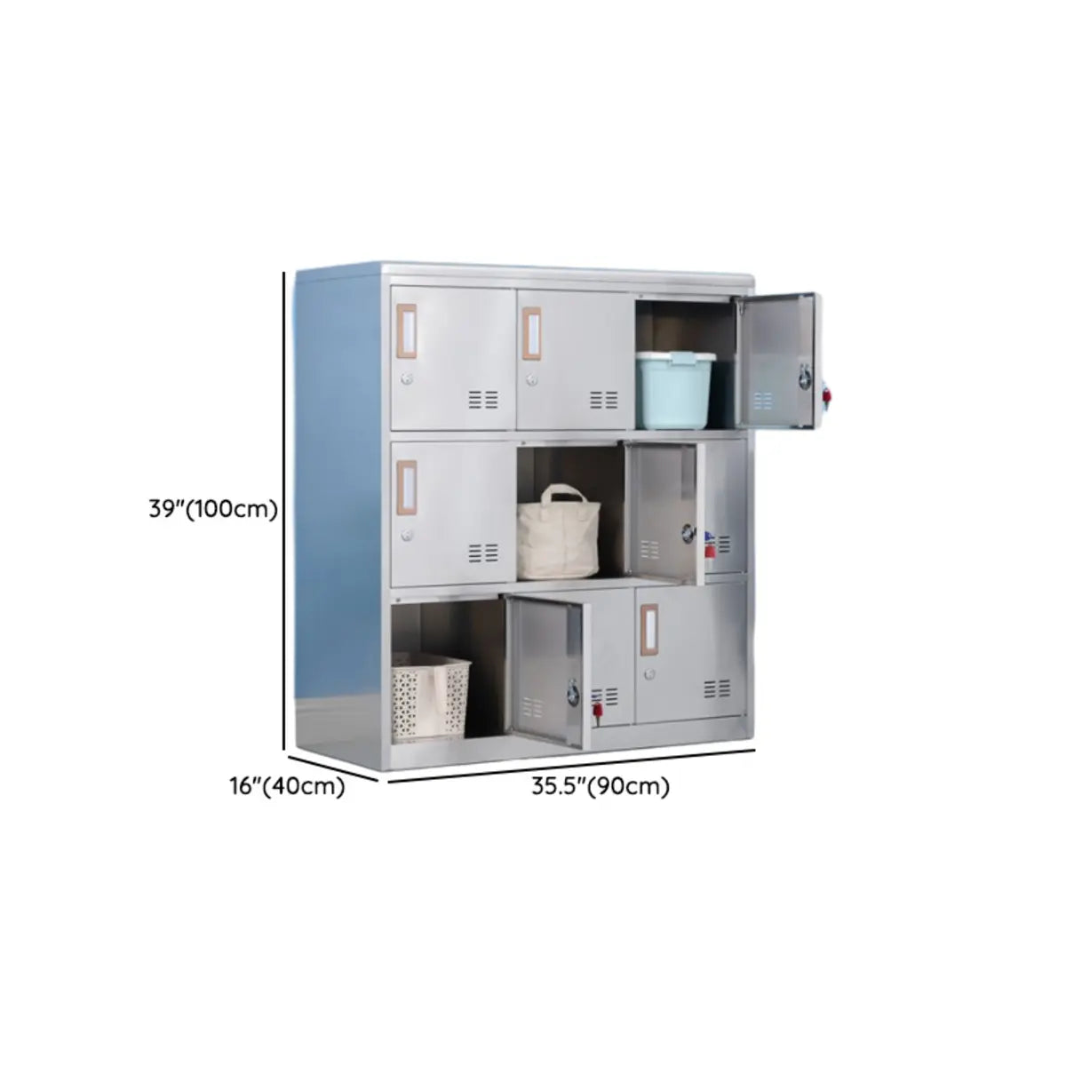 Steel Silver Multi-Compartment Office Cabinet with Locks Image - 16