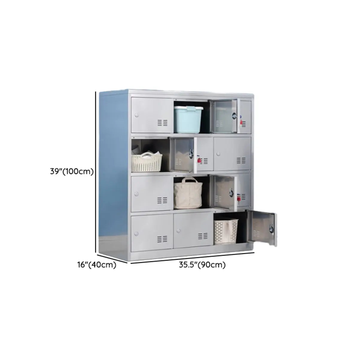 Steel Silver Multi-Compartment Office Cabinet with Locks Image - 17