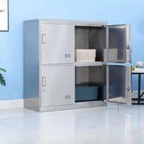 Steel Silver Multi-Compartment Office Cabinet with Locks Image - 7