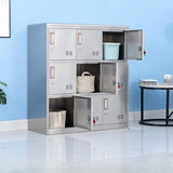 Steel Silver Multi-Compartment Office Cabinet with Locks Image - 9