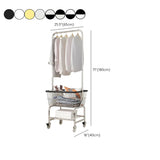 Steel Silver Storage Shelves Wheels Coat Rack with Basket #size