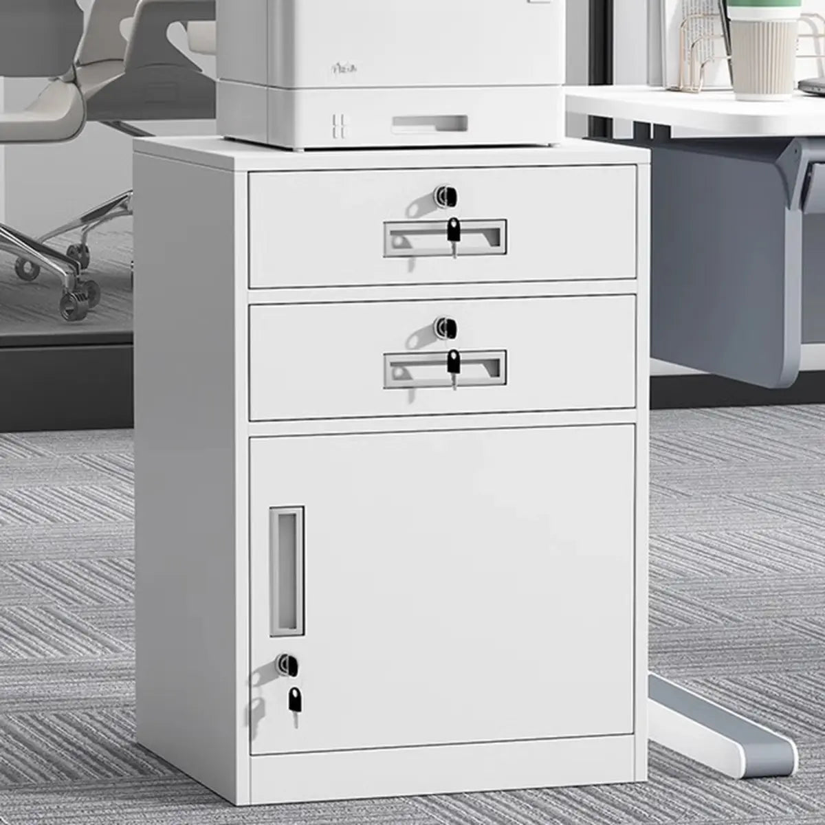 Steel Vertical Small Fireproof Lockable Filing Cabinet Image - 21