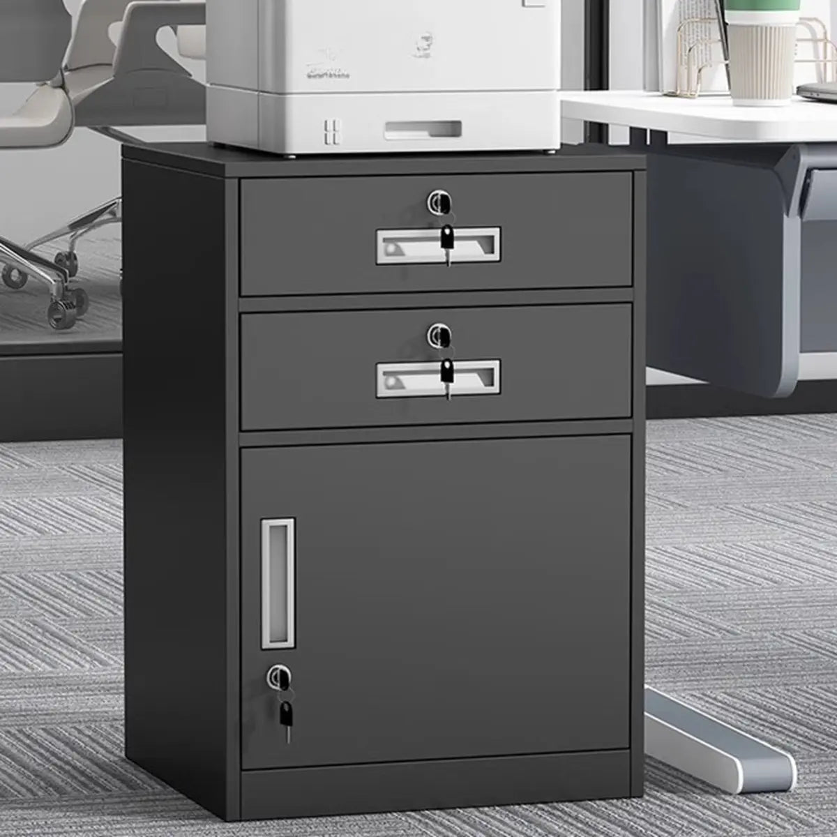 Steel Vertical Small Fireproof Lockable Filing Cabinet Image - 22