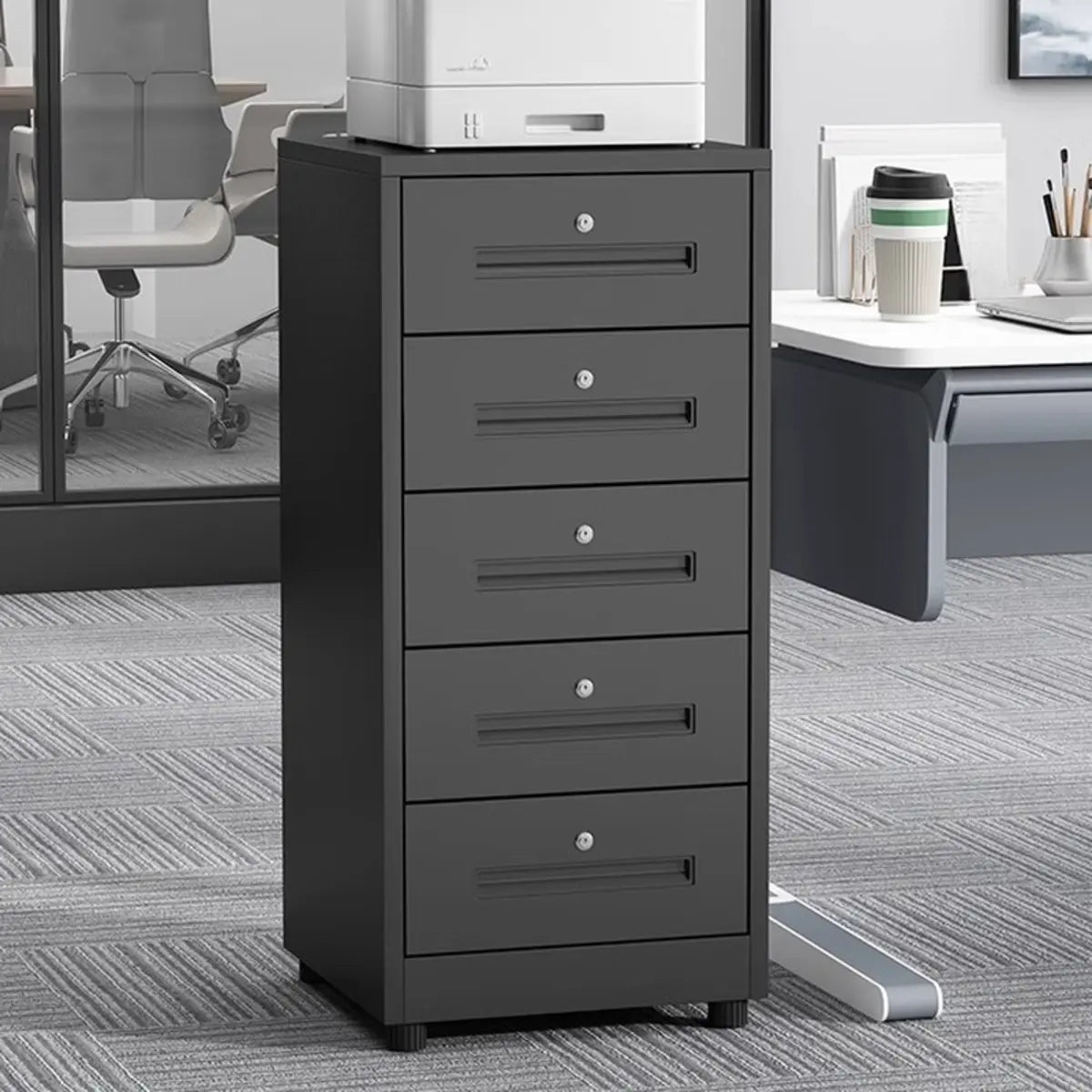 Steel Vertical Small Fireproof Lockable Filing Cabinet Image - 6