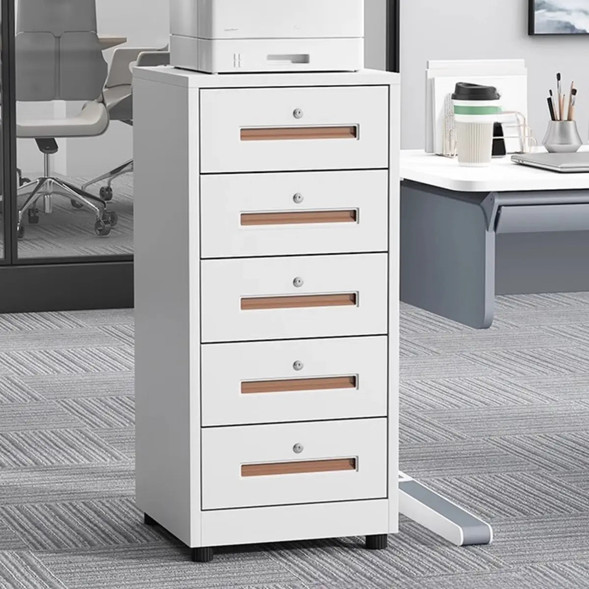 Steel Vertical Small Fireproof Lockable Filing Cabinet Image - 8