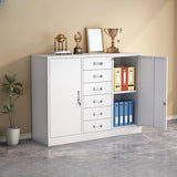 Steel White Office Storage Cabinet with Adjustable Shelves Image - 11