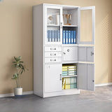 Steel White Office Storage Cabinet with Adjustable Shelves Image - 16