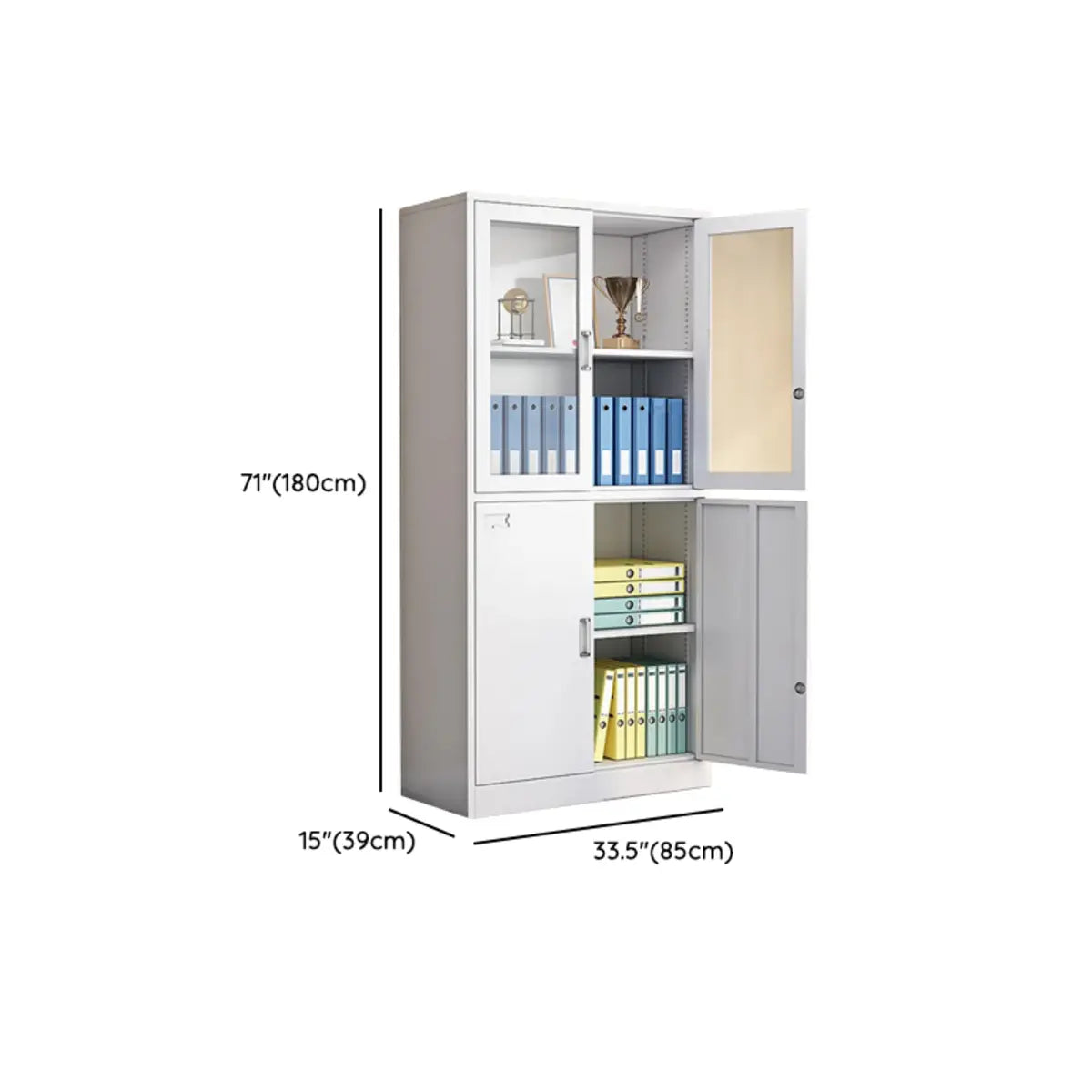 Steel White Office Storage Cabinet with Adjustable Shelves Image - 25