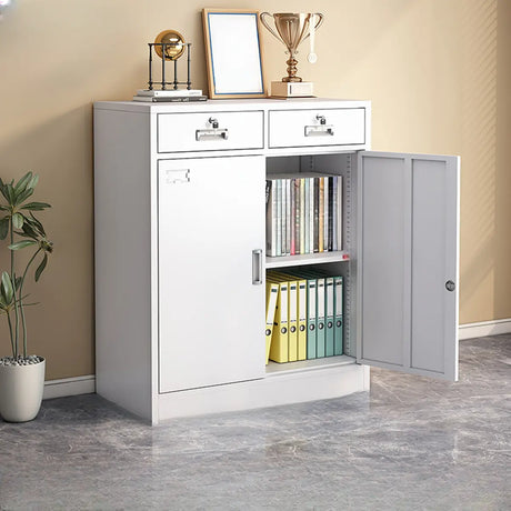 Steel White Office Storage Cabinet with Adjustable Shelves Image - 2