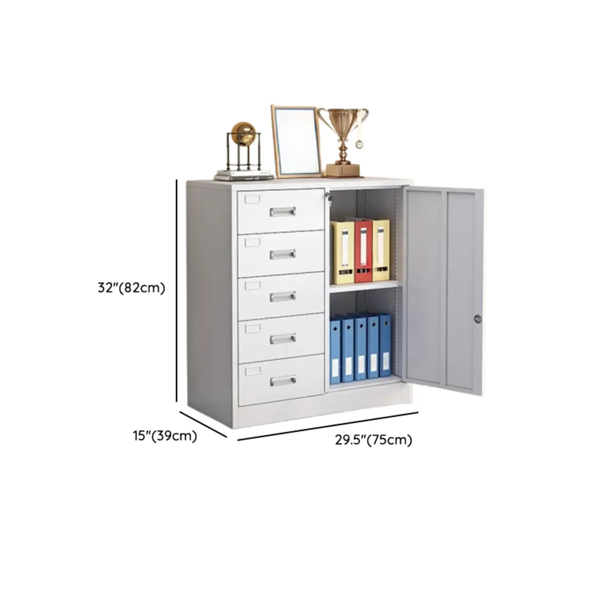 Steel White Office Storage Cabinet with Adjustable Shelves Image - 22