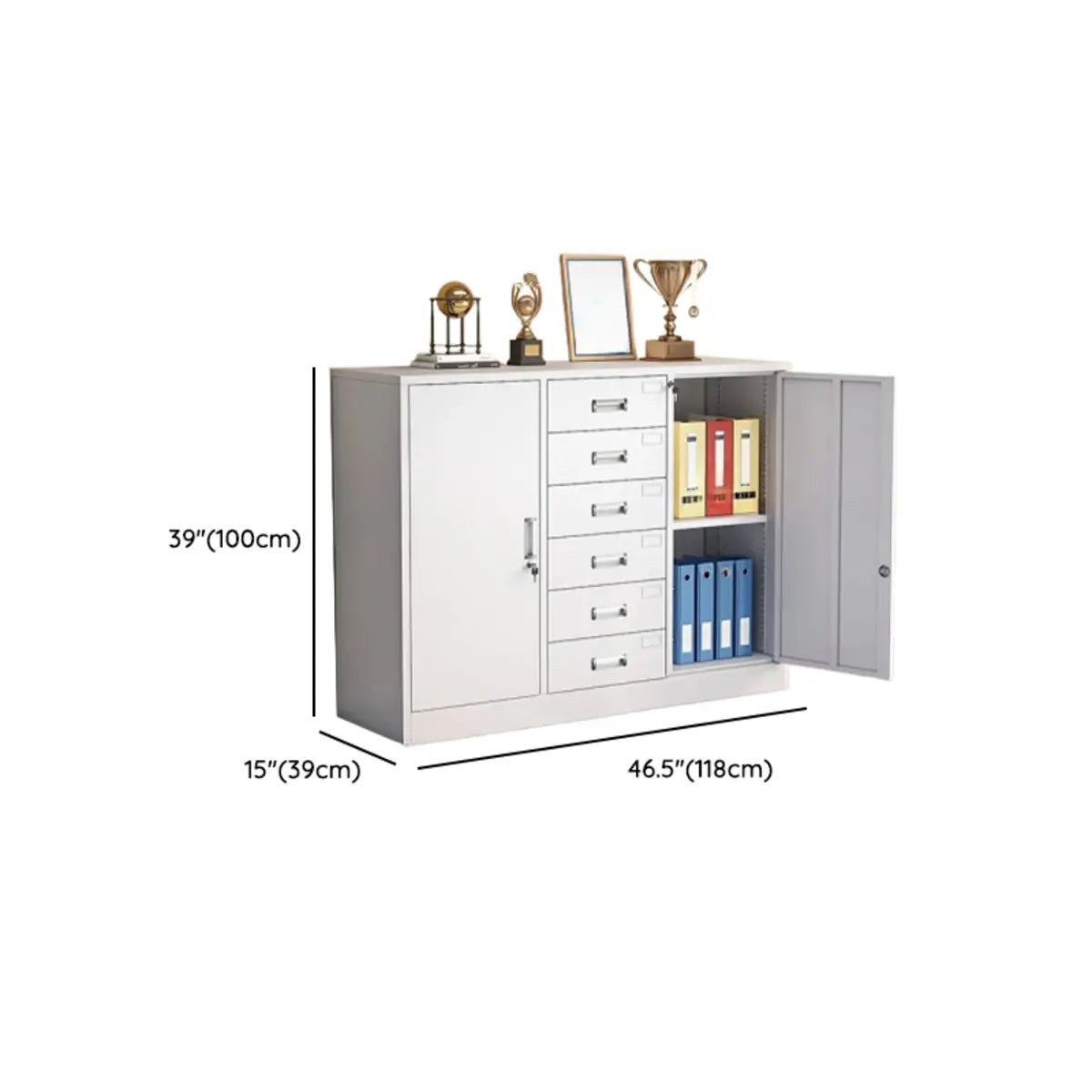 Steel White Office Storage Cabinet with Adjustable Shelves Image - 23