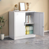 Steel White Office Storage Cabinet with Adjustable Shelves Image - 3