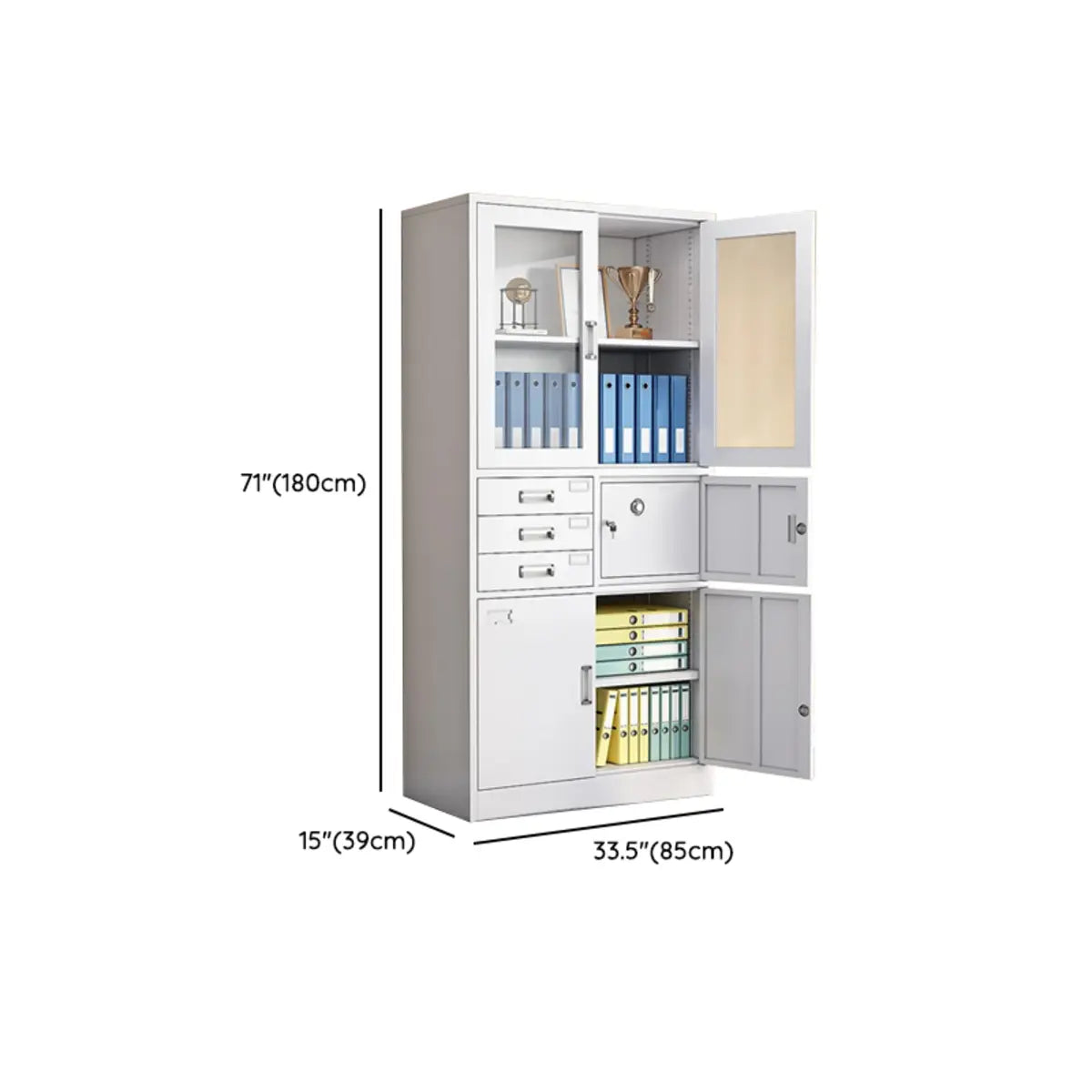 Steel White Office Storage Cabinet with Adjustable Shelves Image - 27