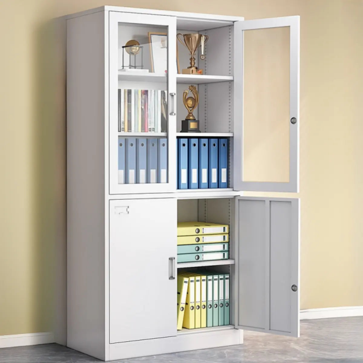 Steel White Office Storage Cabinet with Adjustable Shelves Image - 6