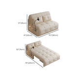 Storage Pocket Pillow Back White Tufted Convertible Futon Image - 12