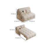 Storage Pocket Pillow Back White Tufted Convertible Futon Image - 13