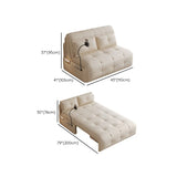 Storage Pocket Pillow Back White Tufted Convertible Futon Image - 14