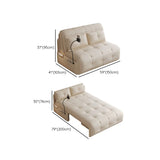 Storage Pocket Pillow Back White Tufted Convertible Futon Image - 16