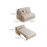 Storage Pocket Pillow Back White Tufted Convertible Futon Image - 8