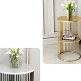 Storage Round Metal Frame Gold 2 Tiers Side Tables Image - 10