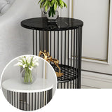 Storage Round Metal Frame Gold 2 Tiers Side Tables Image - 11