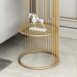 Storage Round Metal Frame Gold 2 Tiers Side Tables Image - 12