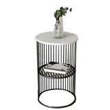 Storage Round Metal Frame Gold 2 Tiers Side Tables Image - 14