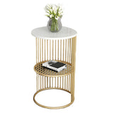 Storage Round Metal Frame Gold 2 Tiers Side Tables Image - 16