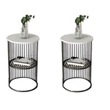 Storage Round Metal Frame Gold 2 Tiers Side Tables Image - 4