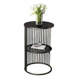 Storage Round Metal Frame Gold 2 Tiers Side Tables Image - 9