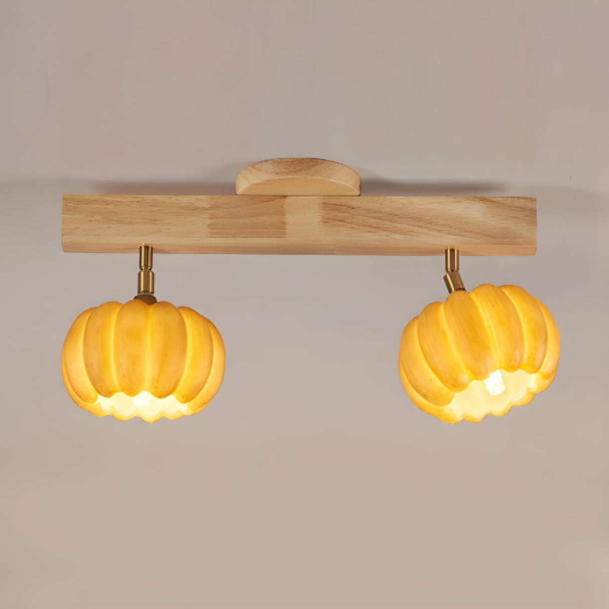 Store Wooden Pumpkin Resin Flush Mount Light 4-Light Image - 11