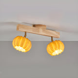 Store Wooden Pumpkin Resin Flush Mount Light 4-Light Image - 12