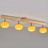 Store Wooden Pumpkin Resin Flush Mount Light 4-Light Image - 14