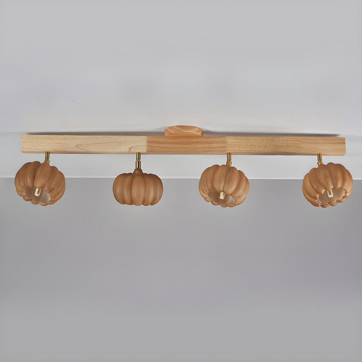 Store Wooden Pumpkin Resin Flush Mount Light 4-Light Image - 15