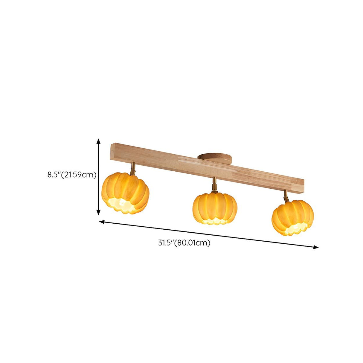 Store Wooden Pumpkin Resin Flush Mount Light 4-Light Image - 20