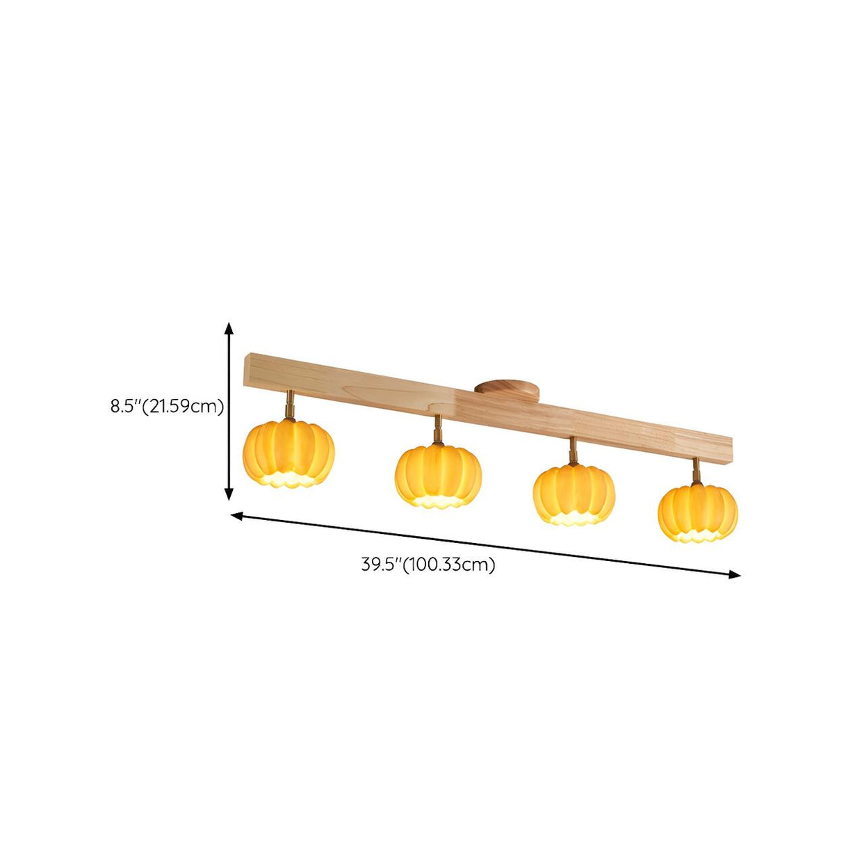 Store Wooden Pumpkin Resin Flush Mount Light 4-Light Image - 21