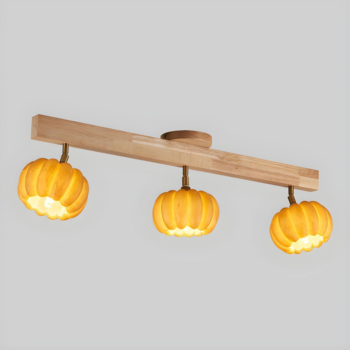 Store Wooden Pumpkin Resin Flush Mount Light 4-Light Image - 3