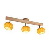 Store Wooden Pumpkin Resin Flush Mount Light 4-Light Image - 9