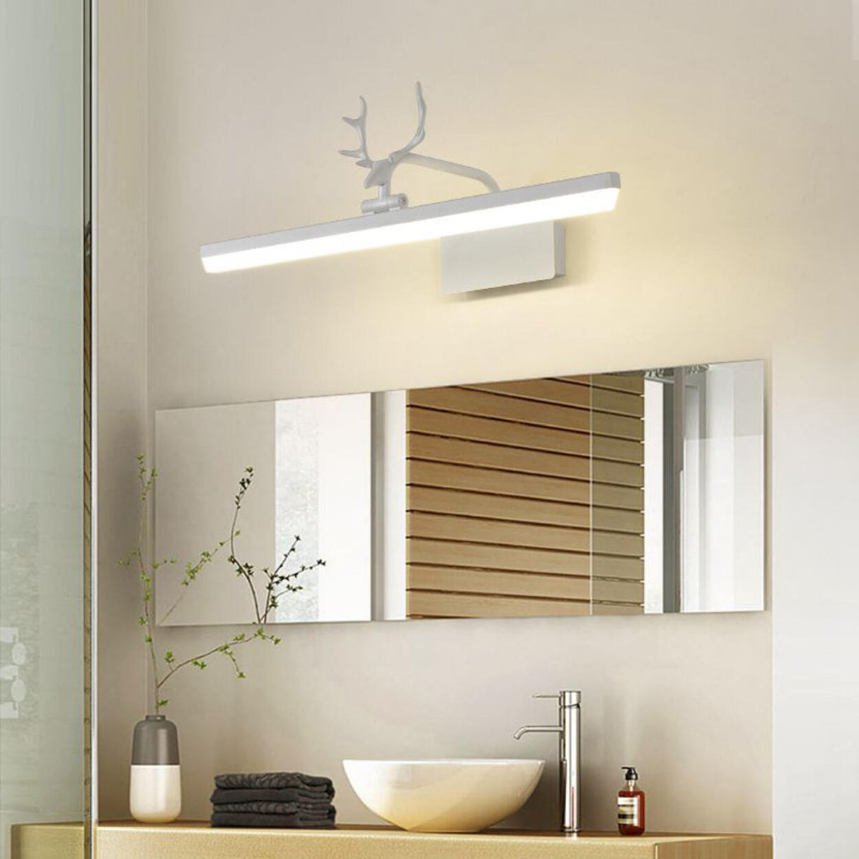 Straight Minimalist Antler Design LED Vanity Light  Image - 4