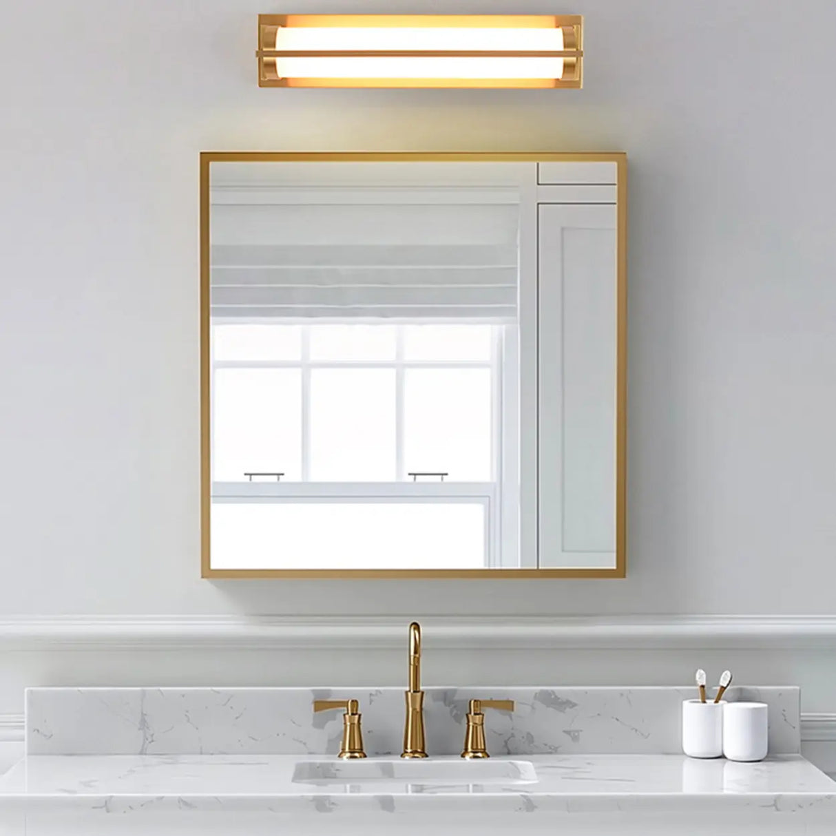 Straight Modern Gold Cylinder Vanity Light Fixtures Image - 5