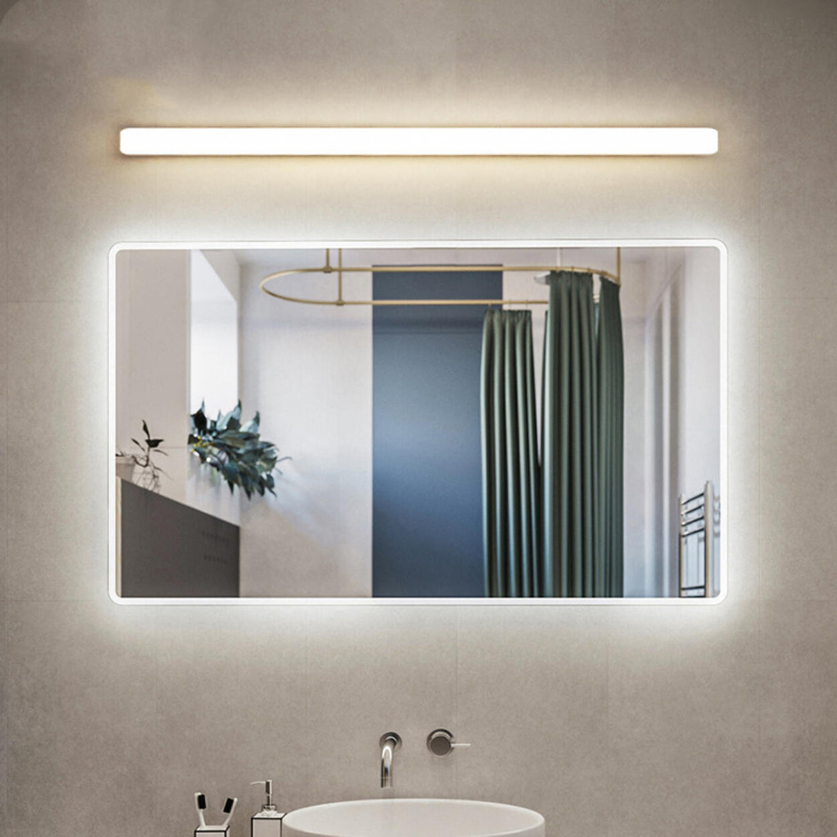 Straight White Minimalist LED Bathroom Vanity Light Image - 1