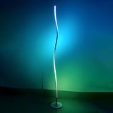 Streamlined Black Curved Metal Living Room Floor Lamp Image - 13