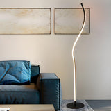 Streamlined Black Curved Metal Living Room Floor Lamp Image - 16