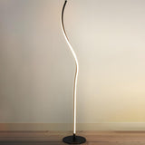 Streamlined Black Curved Metal Living Room Floor Lamp Image - 2