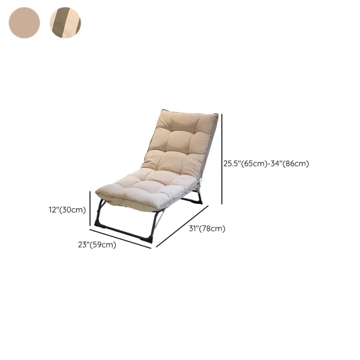 Striped Rectangle Fabric Tufted Folding Recliner Chair 